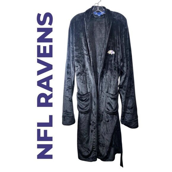 NFL BALTIMORE RAVENS Silk Touch Fleece Knee Length Belted Bath Robe, Large - Picture 3 of 10